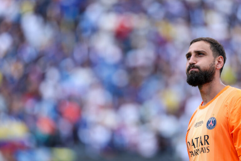 EAST RUTHERFORD, NEW JERSEY - JULY 13: Gianluigi Donnarumma #1 of Paris Saint-Germain looks on following the FIFA Club World Cup 2025 Final match between Chelsea FC and Paris Saint-Germain at MetLife Stadium on July 13, 2025 in East Rutherford, New Jersey. (Photo by Dan Mullan/Getty Images)