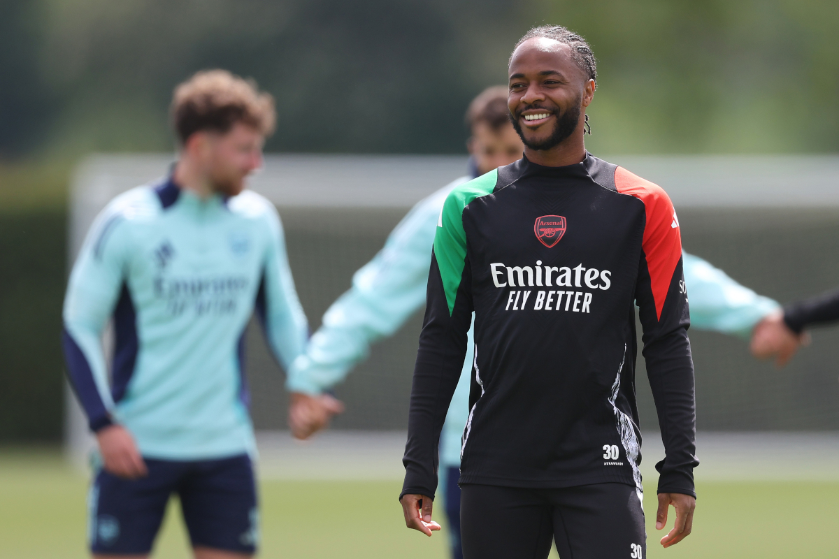 Napoli will try again for Ndoye but have Sterling boost from Chelsea 7 LONDON COLNEY, ENGLAND - MAY 06: Raheem Sterling of Arsenal reacts during a training session and press conference ahead of their UEFA Champions League 2024/25 semi final first/second leg match at Sobha Realty Training Centre on May 06, 2025 in London Colney, England. (Photo by Alex Davidson/Getty Images)