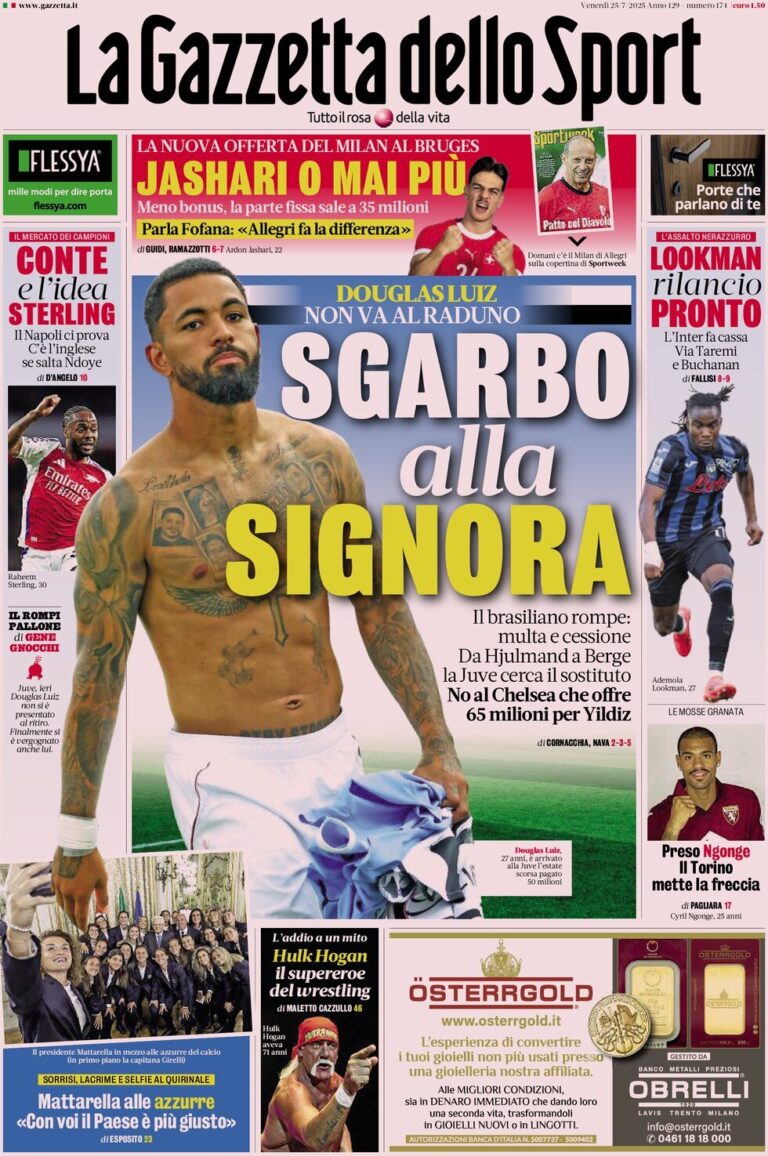 Today’s Papers: Douglas Luiz snub, Napoli’s Sterling idea