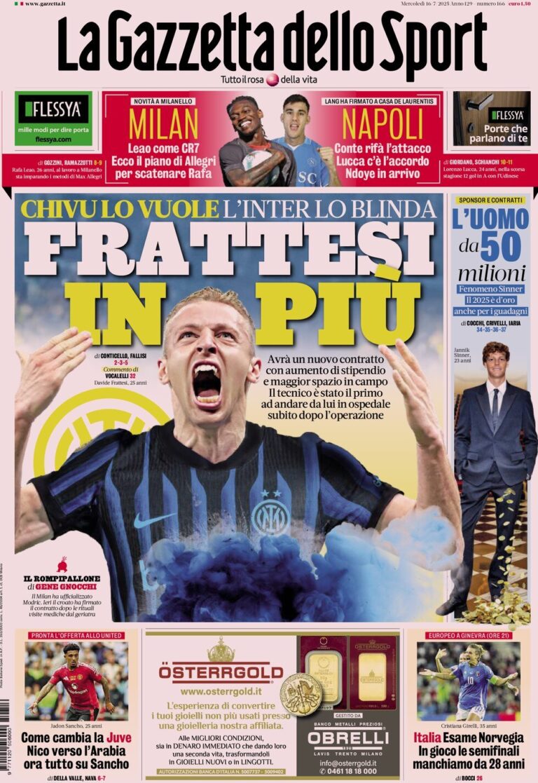 Today’s Papers – Inter want Lookman, Di Gregorio snubs Man City