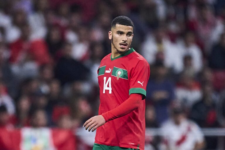 MADRID, SPAIN - MARCH 28: Zakaria Aboukhlal of Morocco looks on during the international friendly game between Morocco and Peru at Civitas Metropolitan Stadium on March 28, 2023 in Madrid, Spain. (Photo by Alex Caparros/Getty Images)
