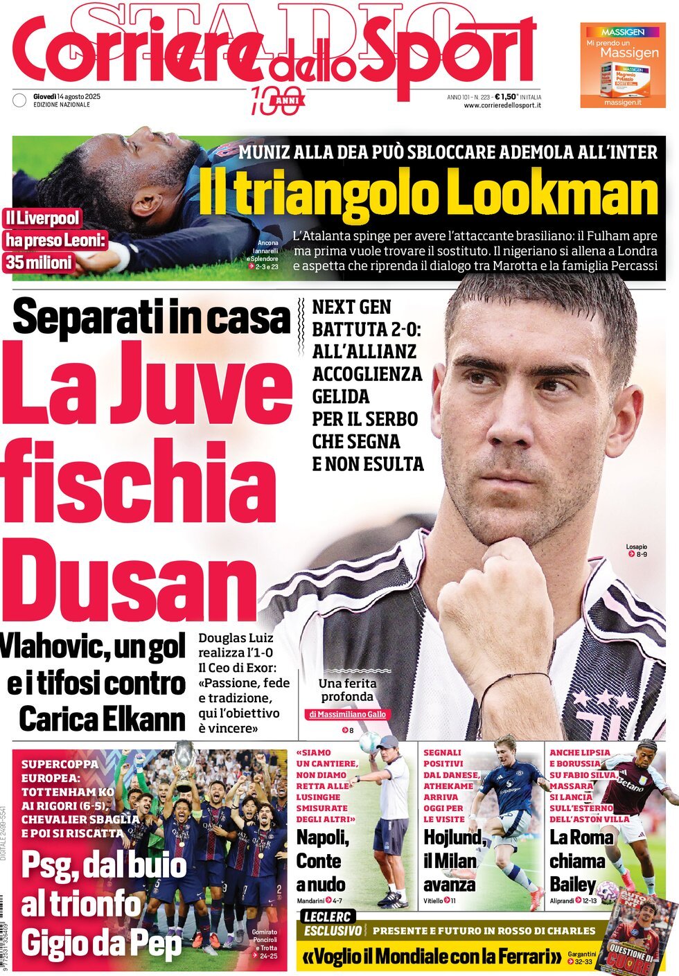 Today’s Papers: Juventus boo Vlahovic, Roma call Bailey 5