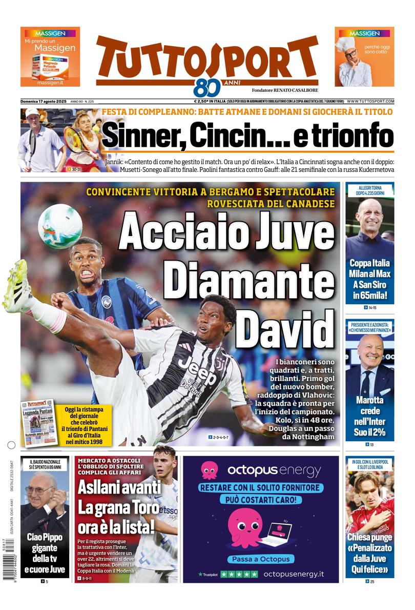 Prima pagina di oggi