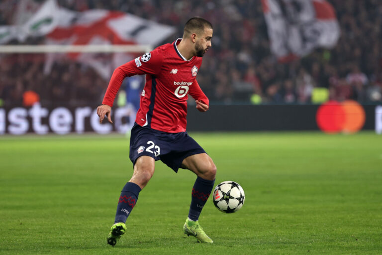 epa11703675 Edon Zhegrova of Lille in action during the UEFA Champions League league phase match between Lille OSC and Juventus FC, in Lille, France, 05 November 2024. EPA-EFE/CHRISTOPHE PETIT TESSON