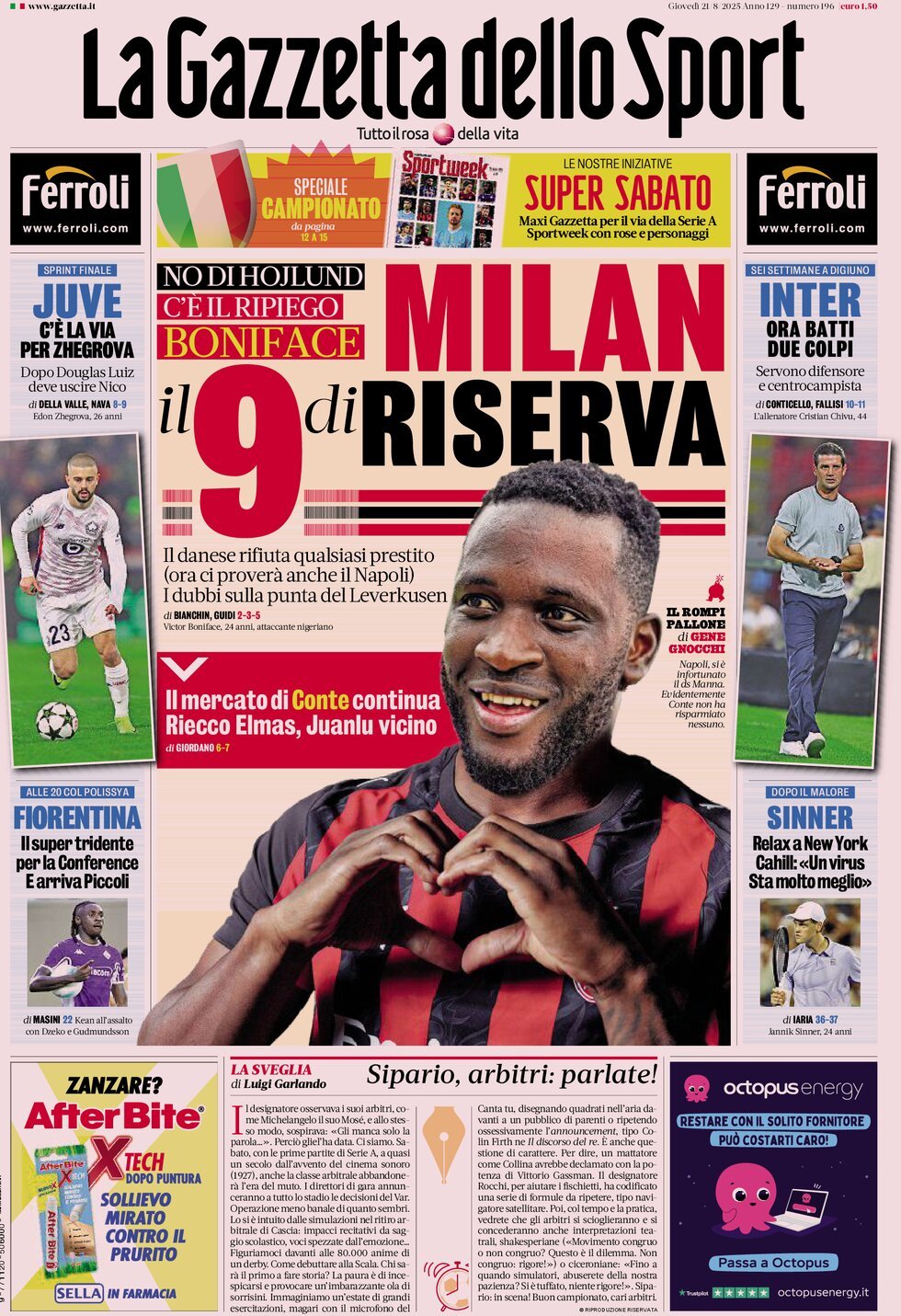 Today’s Papers – Milan surprise, Juventus’ way for Zhegrova 8 Today’s Papers – Milan surprise, Juventus’ way for Zhegrova 7