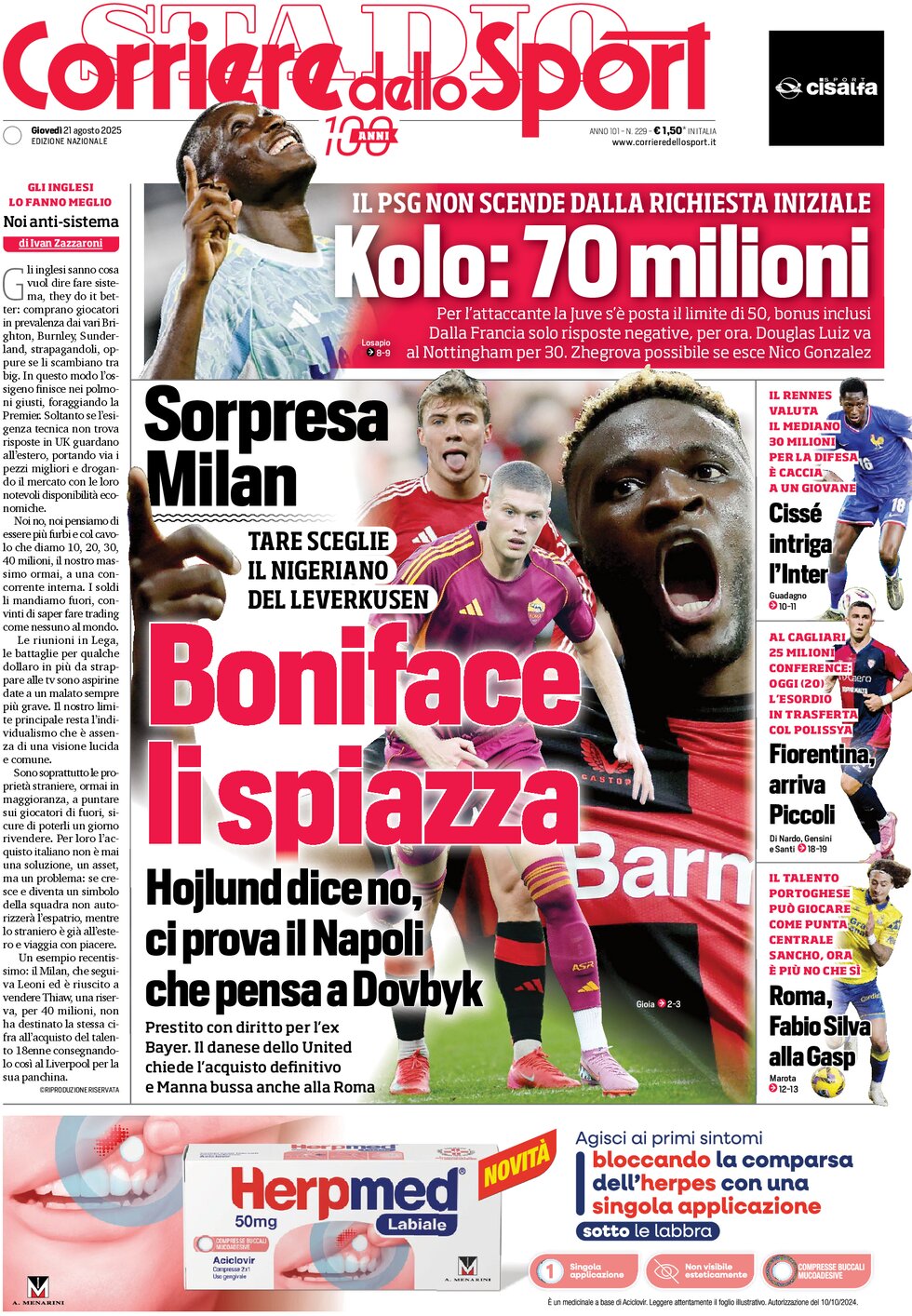 Today’s Papers – Milan surprise, Juventus’ way for Zhegrova 9 Today’s Papers – Milan surprise, Juventus’ way for Zhegrova 8