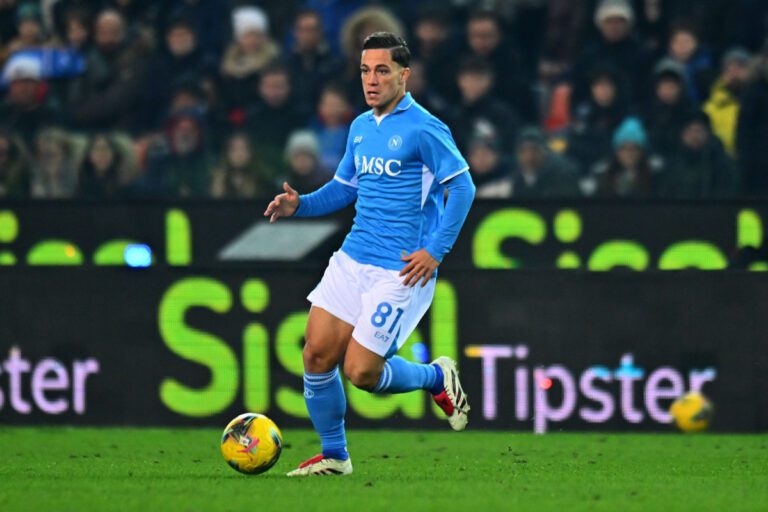 UDINE, ITALY - DECEMBER 14: Giacomo Raspadori of Napoli during the Serie A match between Udinese and Napoli at Stadio Friuli on December 14, 2024 in Udine, Italy. (Photo by Alessandro Sabattini/Getty Images) (Atletico links)
