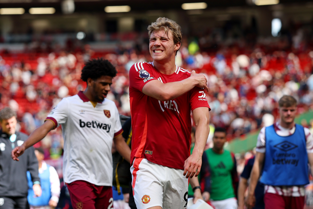 Video: Hojlund ‘looking forward’ to Napoli opportunity after Manchester United 6 MANCHESTER, ENGLAND - MAY 11: Rasmus Hojlund of Manchester United reacts during the Premier League match between Manchester United FC and West Ham United FC at Old Trafford on May 11, 2025 in Manchester, England. (Photo by Marc Atkins/Getty Images)