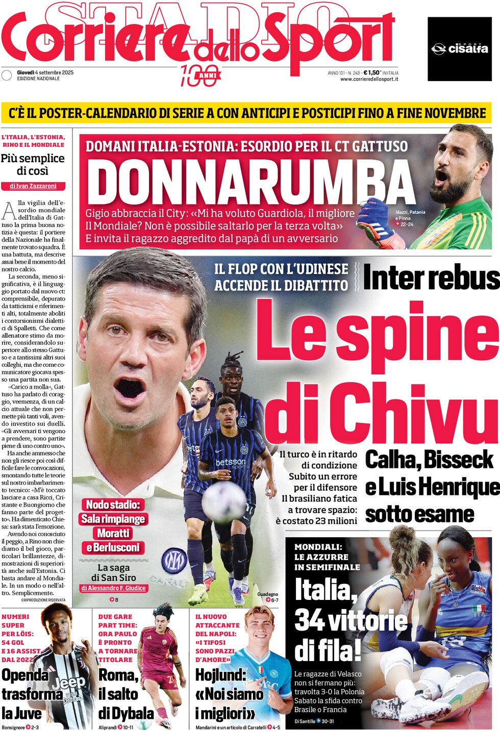Today’s Papers: Yildiz renewal, Donnarumma talks, over to Allegri 6 Today’s Papers: Yildiz renewal, Donnarumma talks, over to Allegri 5