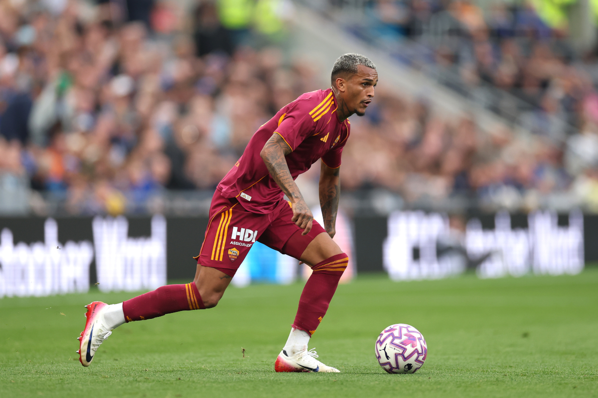 LIVERPOOL, ENGLAND - AUGUST 09: Wesley Franca during the pre-season friendly match between Everton and AS Roma at Hill Dickinson Stadium on August 09, 2025 in Liverpool, England. (Photo by Jan Kruger/Getty Images)