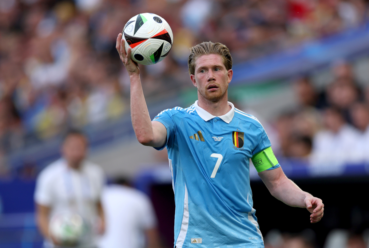 De Bruyne and Dumfries on target in 2026 World Cup qualifiers 4 STUTTGART, GERMANY - JUNE 26: Kevin De Bruyne of Belgium reacts during the UEFA EURO 2024 group stage match between Ukraine and Belgium at Stuttgart Arena on June 26, 2024 in Stuttgart, Germany. (Photo by Carl Recine/Getty Images)