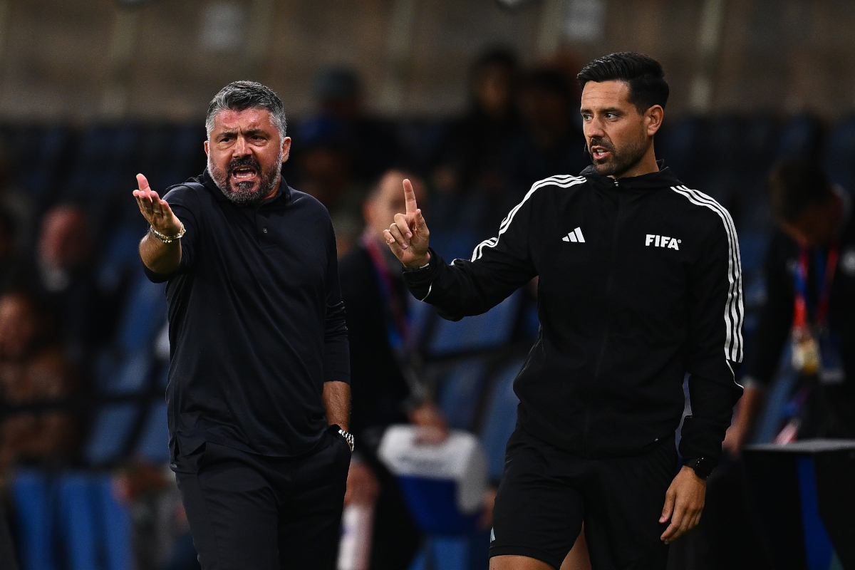 BERGAMO, ITALY - SEPTEMBER 05: Coach Gennaro Gattuso of Italy gesture during the FIFA World Cup 2026 qualifier match between Italy and Estonia at Stadio di Bergamo on September 05, 2025 in Bergamo, Italy. (Photo by Mattia Ozbot/Getty Images)