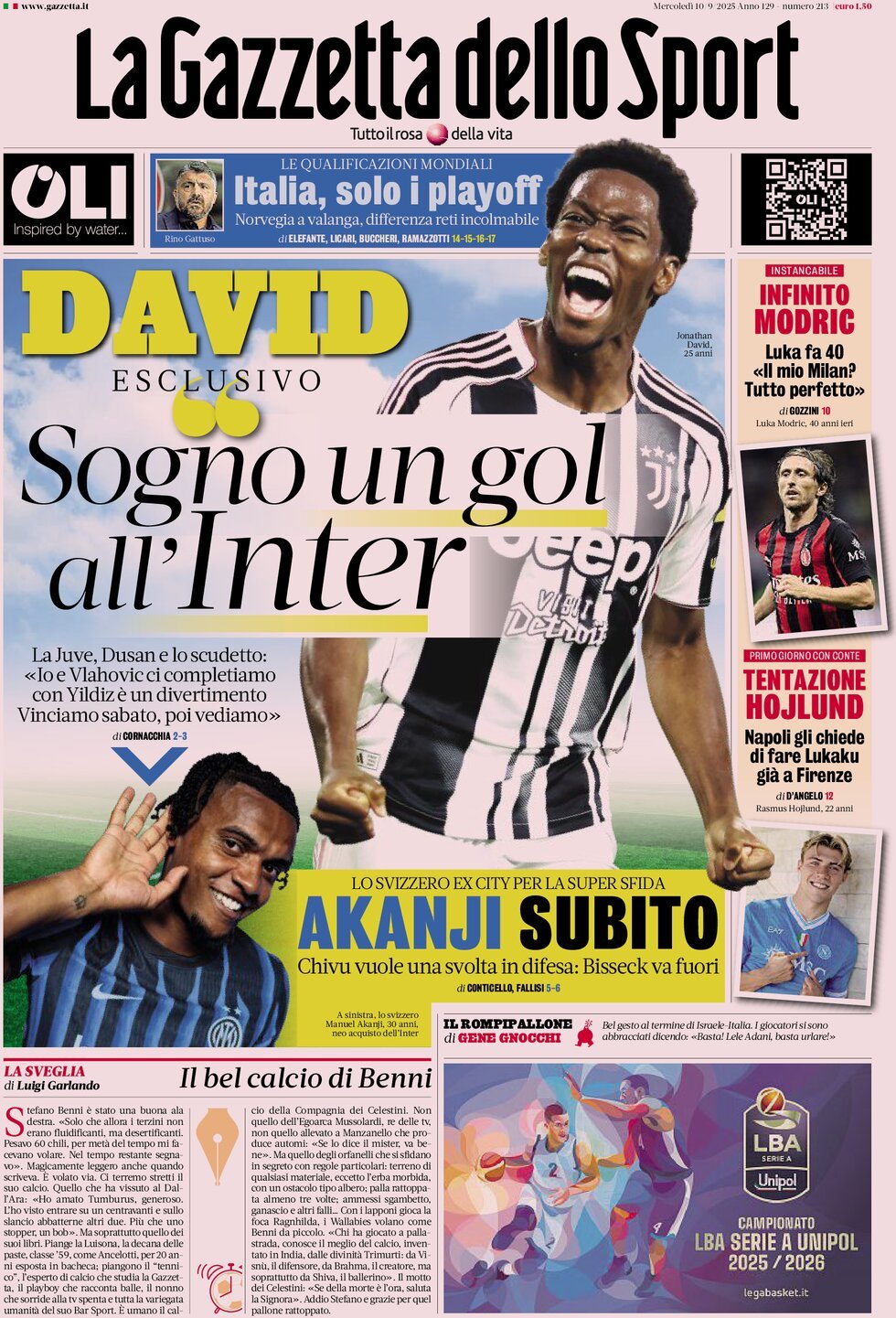 Today’s Papers – Italy World Cup playoff nightmare, David’s dream 7