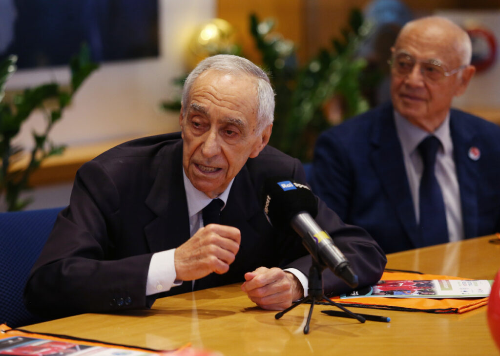 ROME, ITALY - MAY 24: Franco Carraro attends the FIGC Special Olympics press conference on May 24, 2024 in Rome, Italy. (Photo by Paolo Bruno/Getty Images)