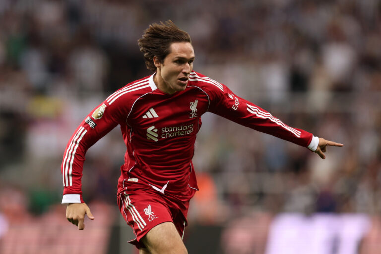 NEWCASTLE UPON TYNE, ENGLAND - AUGUST 25: Federico Chiesa of Liverpool during the Premier League match between Newcastle United and Liverpool at St James' Park on August 25, 2025 in Newcastle upon Tyne, England. (Photo by George Wood/Getty Images)
