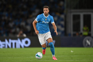 NAPLES, ITALY - AUGUST 30: Amir Rrahmani of SSC Napoli during the Serie A match between SSC Napoli and Cagliari Calcio at Stadio Diego Armando Maradona on August 30, 2025 in Naples, Italy. (Photo by Francesco Pecoraro/Getty Images)