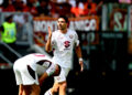 ROME, ITALY - SEPTEMBER 14: Giovanni Pablo Simeone of Torino FC celebrates after scoring the opening goal during the Serie A match between AS Roma and Torino FC at Stadio Olimpico on September 14, 2025 in Rome, Italy. (Photo by Paolo Bruno/Getty Images)