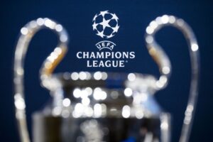 Il trofeo della Champions League è raffigurato durante il sorteggio per i quarti di finale della UEFA Europa League presso la sede UEFA a Nyon, Svizzera, 15 marzo 2024. EPA-EFE/Jean-Christophe Bott (Juventus)