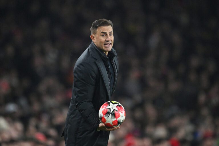 LONDON, ENGLAND - JANUARY 22: Fabio Cannavaro, Head Coach of GNK Dinamo, looks on during the UEFA Champions League 2024/25 League Phase MD7 match between Arsenal FC and GNK Dinamo at Emirates Stadium on January 22, 2025 in London, England. (Photo by Justin Setterfield/Getty Images)